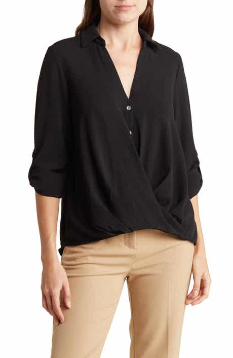 CHENAULT Surplice Long Sleeve Wrap Top