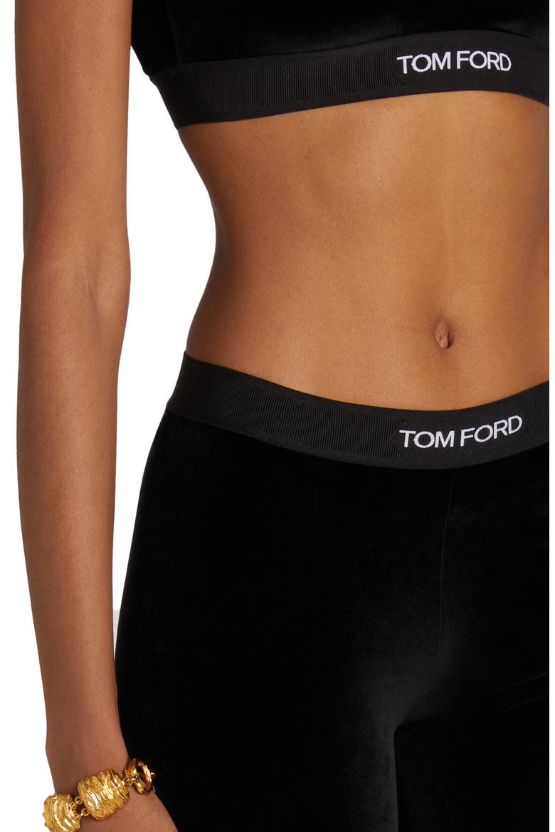 Signature Velour Crop Leggings, Alternate, color, LB999 BLACK