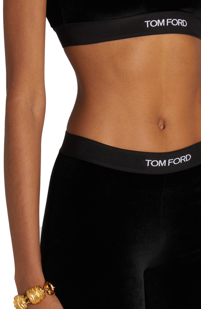 TOM FORD Signature Velour Crop Leggings, Alternate, color, Lb999 Black