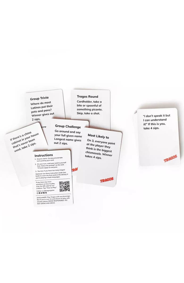 Tragos Bilingual English y Espanol, Cultural Spanglish Adult Card Game, Alternate, color, Multicolored