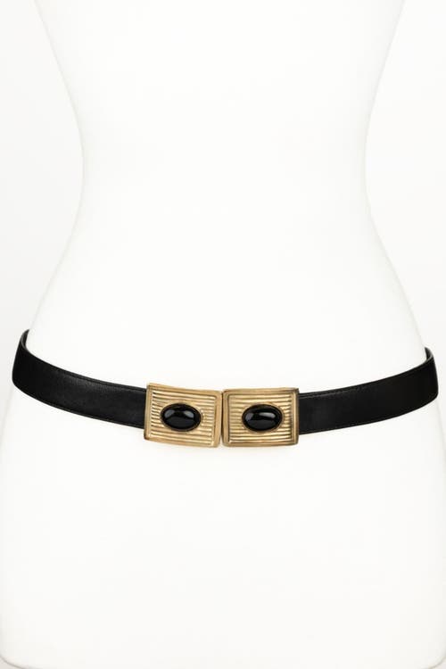 Raina Belts Large Stones Buckle Leather Belt In Black