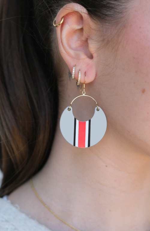 Nickel & Suede University Ninas Earrings In Silver