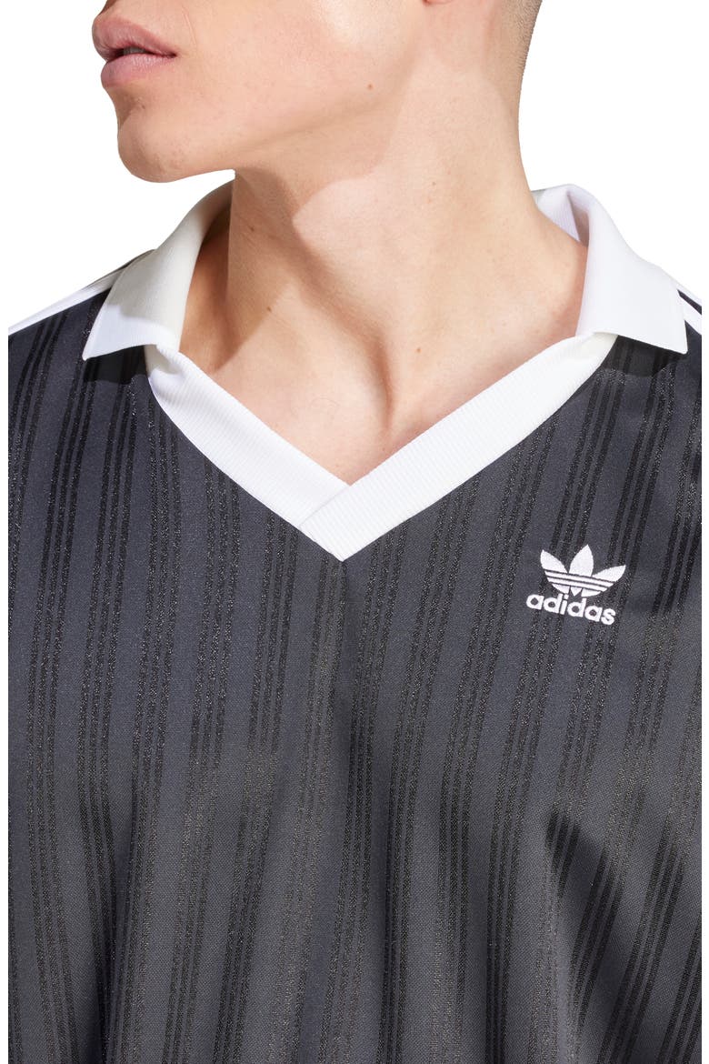 Adicolor Stripe Long Sleeve Polo, Alternate, color, BLACK
