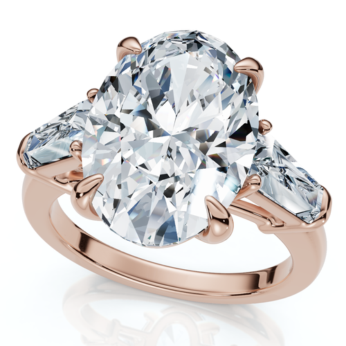 Bliss Diamond Certified 4 1/3ct Oval & Baguette Diamond Engagement Ring 14k Gold/pt Lab Grown In Gold