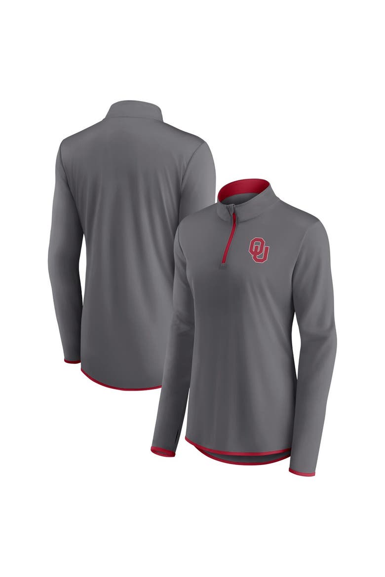 Women's Fanatics Branded  Gray Oklahoma Sooners Corner Quarter-Zip Top, Alternate, color, Gray
