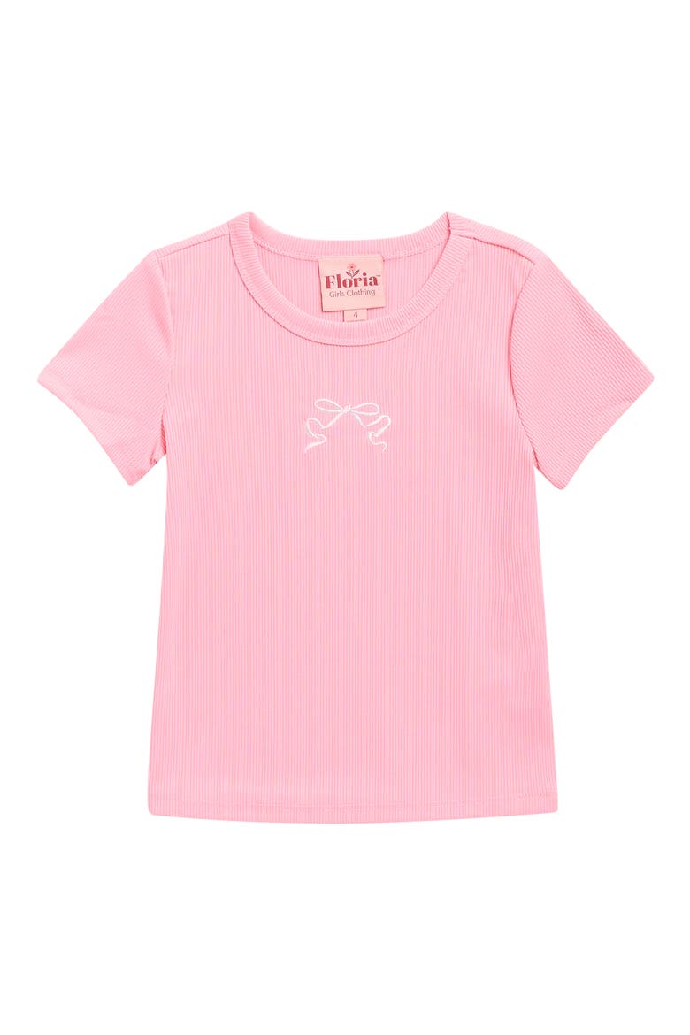 Kids' Embroidered Bow Ribbed T-Shirt, Main, color, IRIS