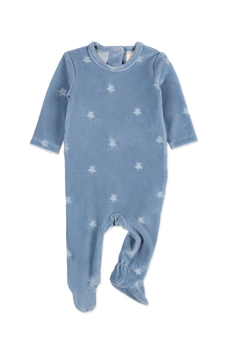 MiniMoi Baby Boys Cotton Rich Velour Footie, Main, color, Blue