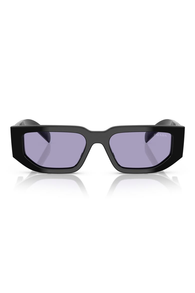 56mm Rectangular Sunglasses, Main, color, BLACK / VIOLET
