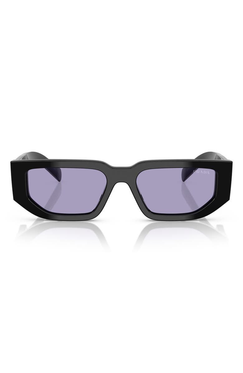 Prada 56mm Rectangular Sunglasses, Main, color, Black / Violet