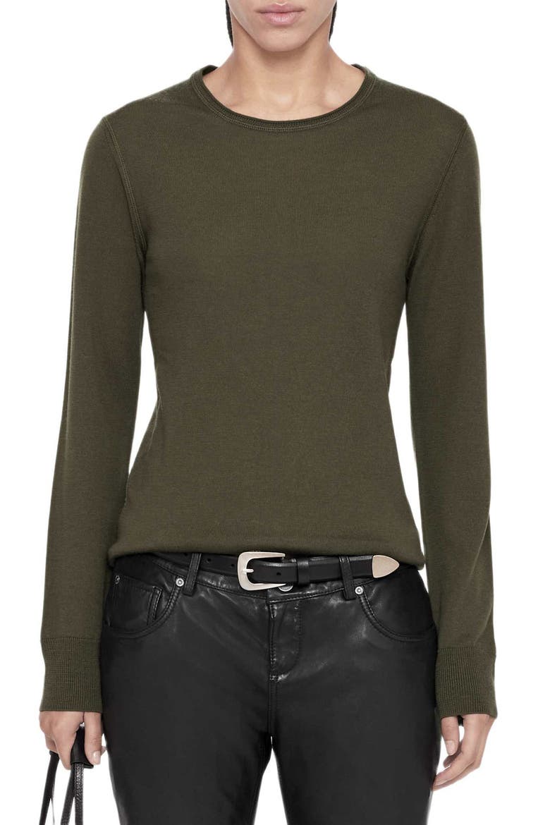 Coyte Merino Wool Crewneck Sweater, Main, color, MILITARY GREEN