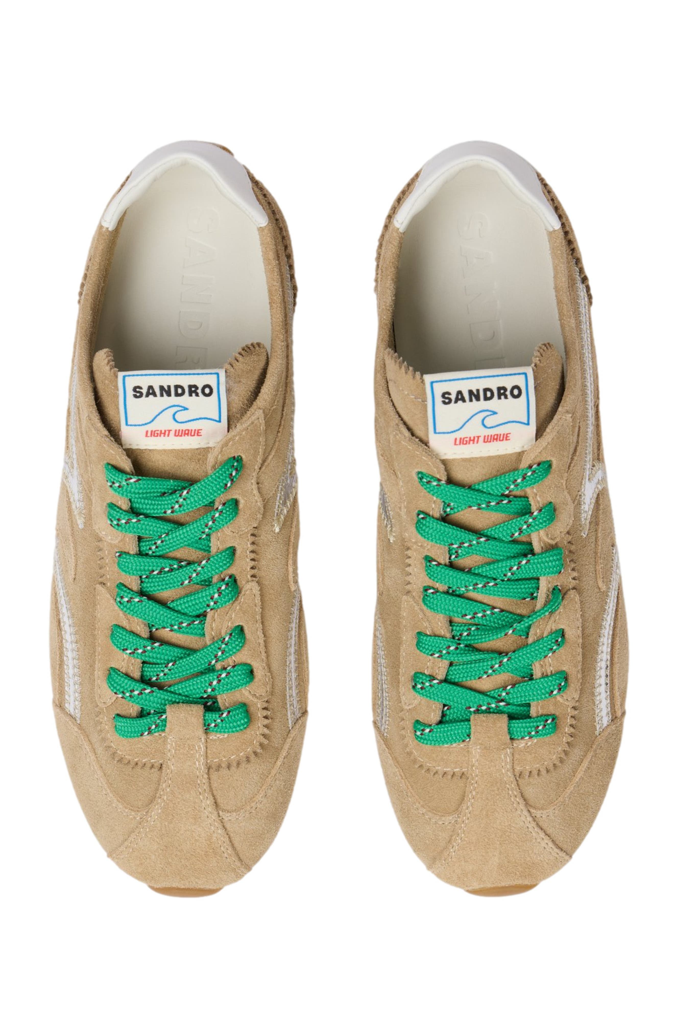 SANDRO Light Wave suede trainers, Alternate, color, Beige