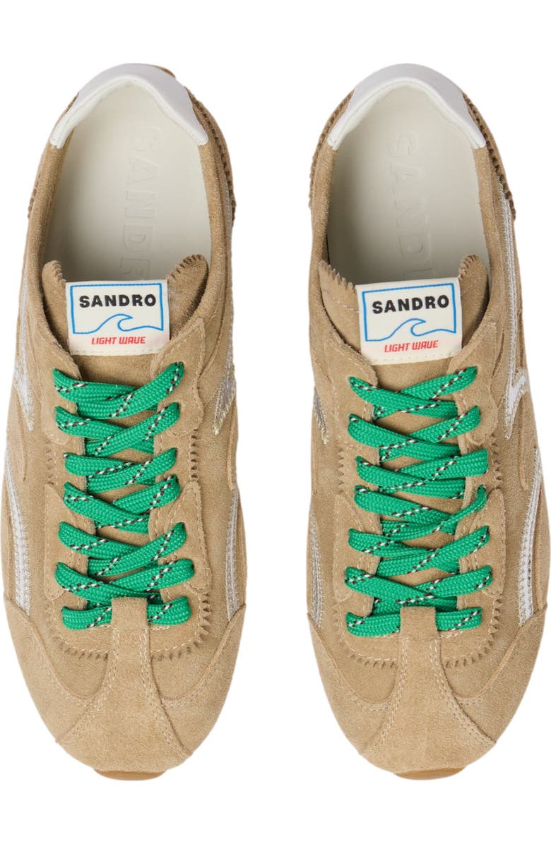 SANDRO Light Wave suede trainers, Alternate, color, Beige
