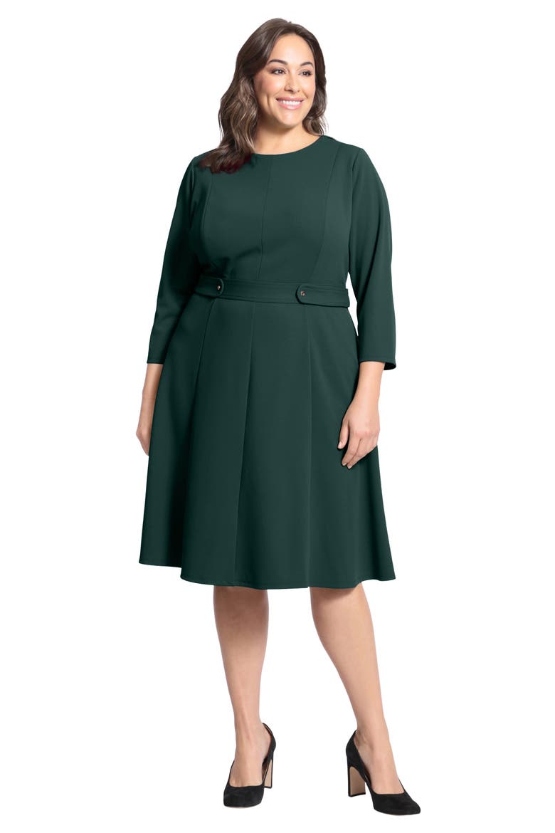 Long Sleeve Seamed Midi Dress, Alternate, color, EMERALD DELIGHT
