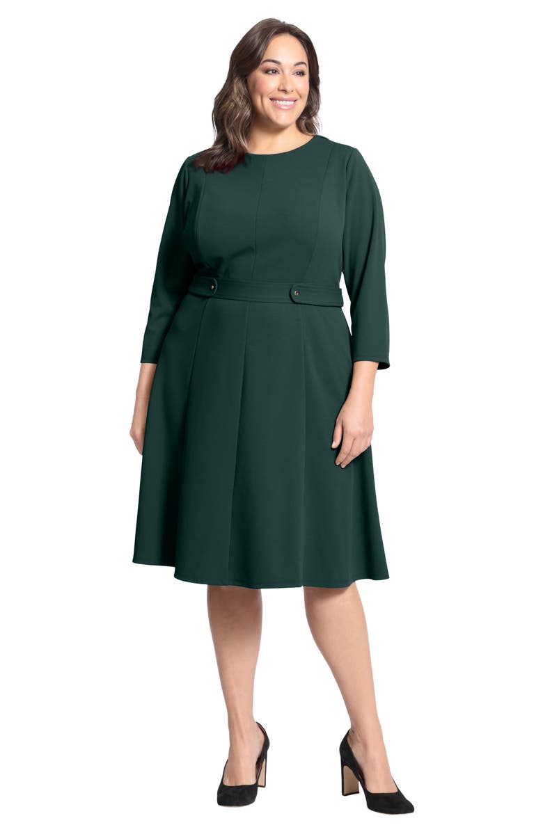 London Times Long Sleeve Seamed Midi Dress, Alternate, color, Emerald Delight