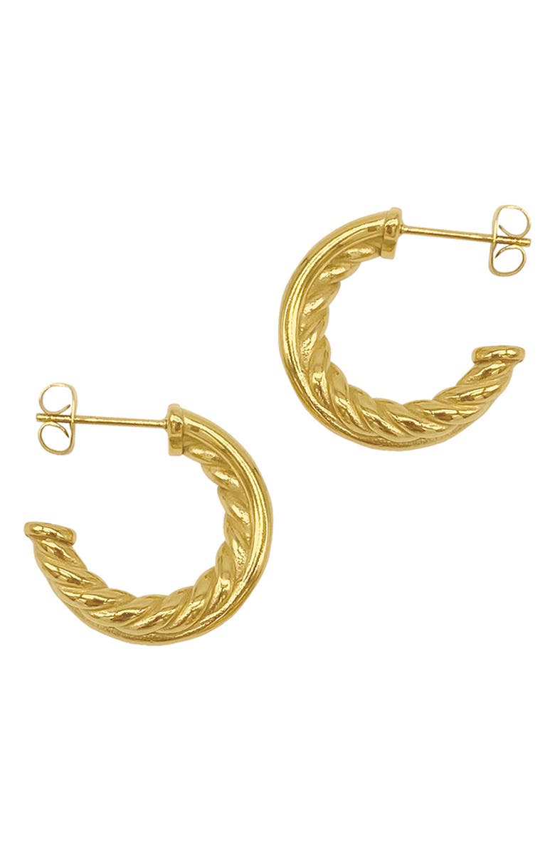 Adornia Water Resistant Cable Double Hoop Earrings, Main, color, Yellow