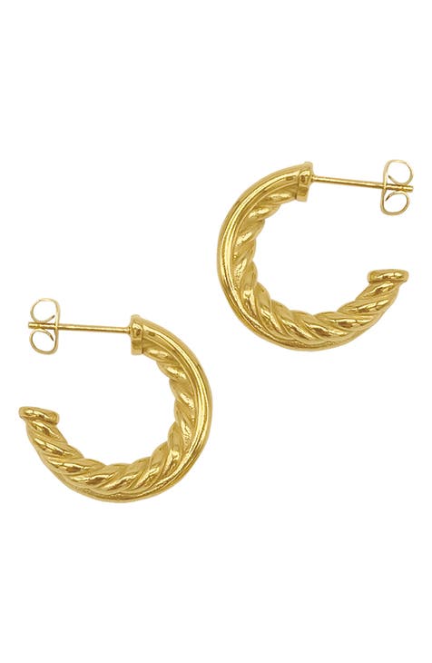 Water Resistant Cable Double Hoop Earrings