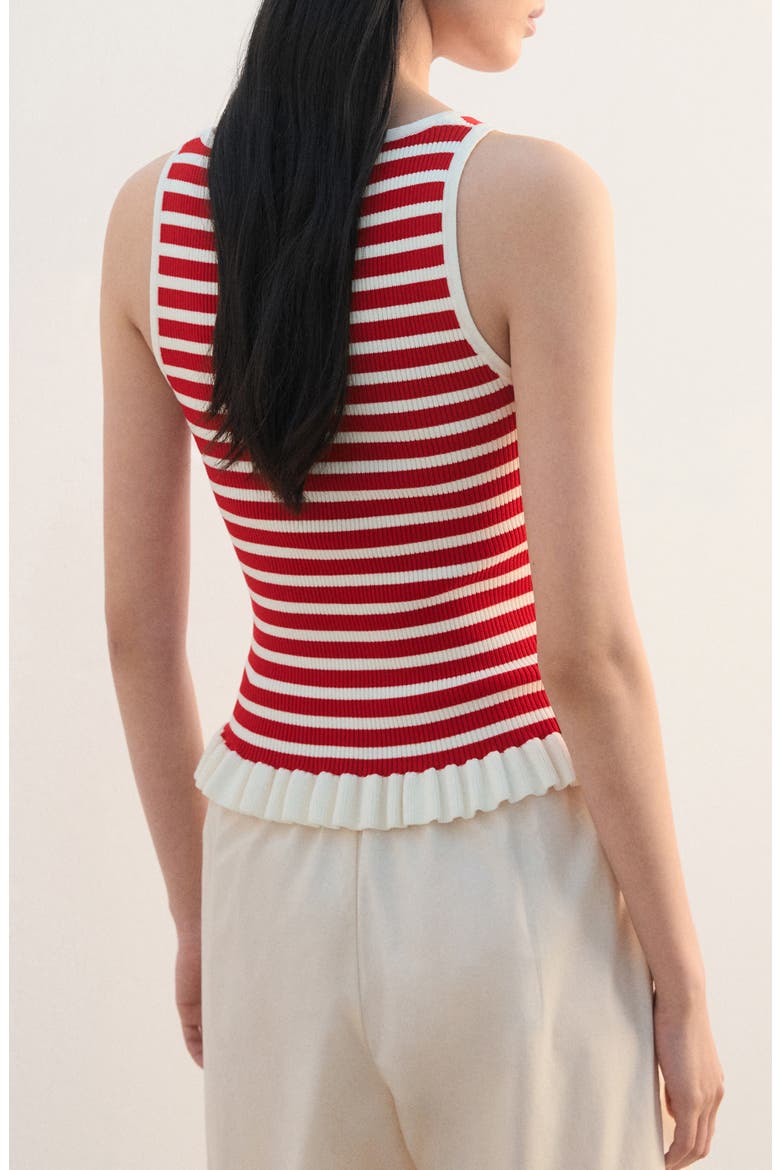 Stripe Pleat Hem Rib Tank, Alternate, color, RED