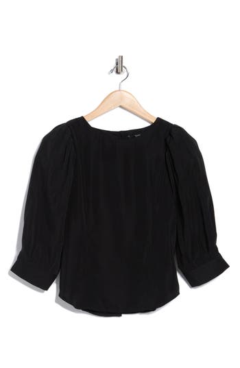 T Tahari Three Quarter Sleeve Top In Black