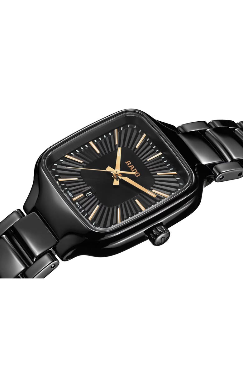 RADO True Square Bracelet Watch, 29mm, Alternate, color, Black