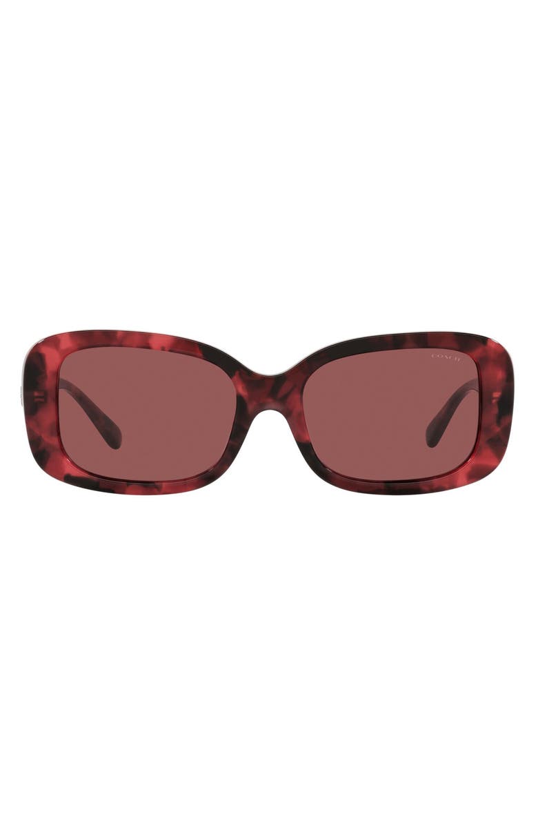 COACH 54mm Rectangle Core Sunglasses, Main, color, Milky Wine Tortoise / Burgundy