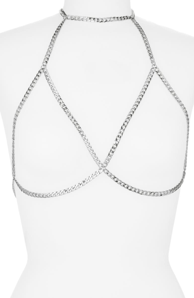 VIDAKUSH Curb Chain Bikini Body Jewelry, Main, color, Silver