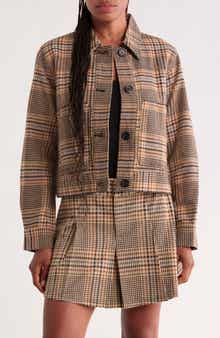 Cropped Plaid Utility Jacket