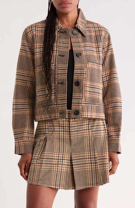 Cropped Plaid Utility Jacket