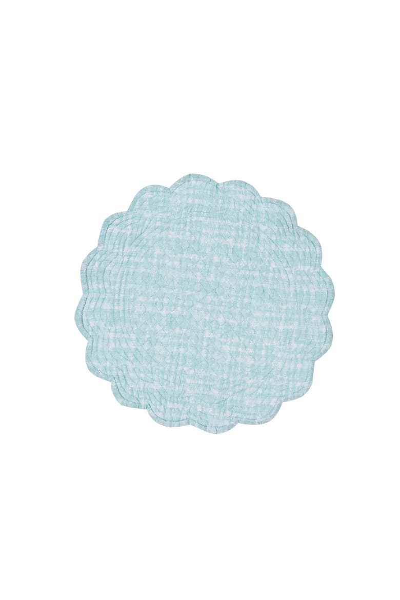 Behari Coastal Sea Life Cotton Quilted Round Reversible Placemats, Set of 6, 17", Alternate, color, Blue