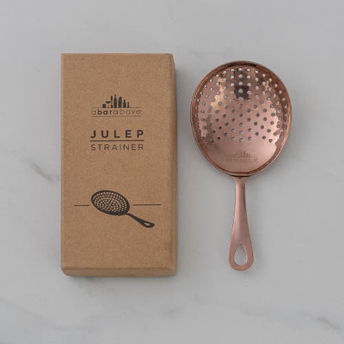 A Bar Above Antique Copper Julep Cocktail Strainer In Antique Copper