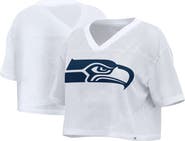 FANATICS Women's Fanatics White Seattle Seahawks Oversized Mesh Cropped V-Neck Jersey