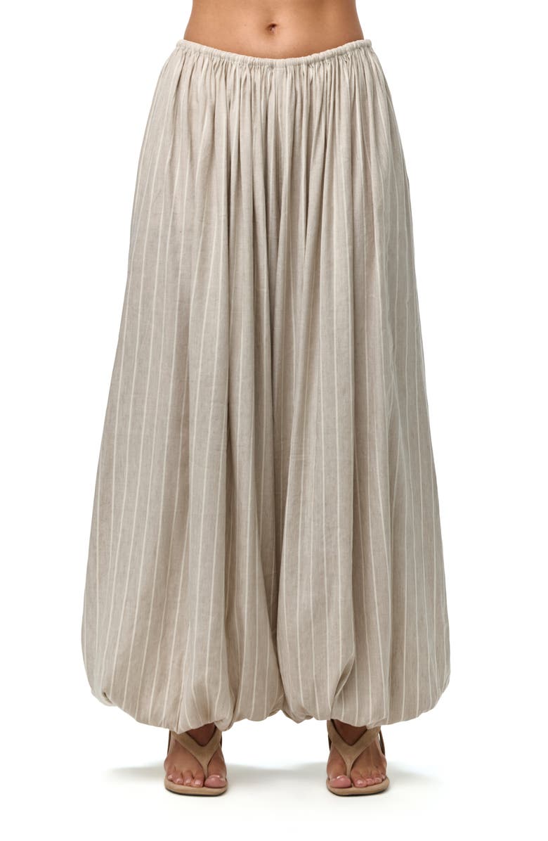 Naked Wardrobe Stripe Balloon Pants, Main, color, Taupe Pinstripe