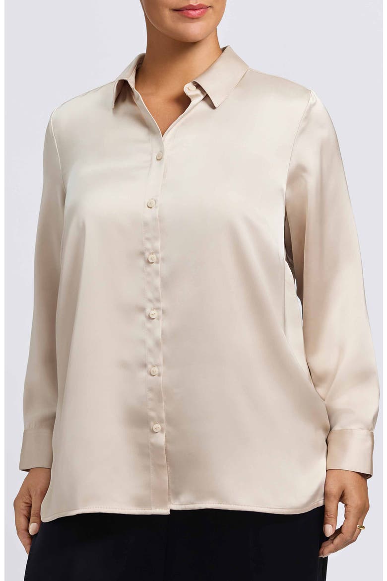 Bianca Satin Button-Up Shirt, Main, color, CHAMPAGNE