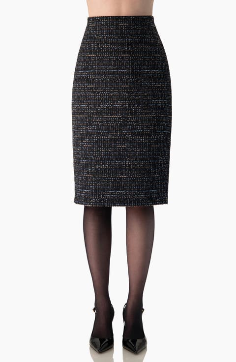Tweed Pencil Skirt with Back Slit