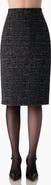 IVONNE Tweed Pencil Skirt with Back Slit