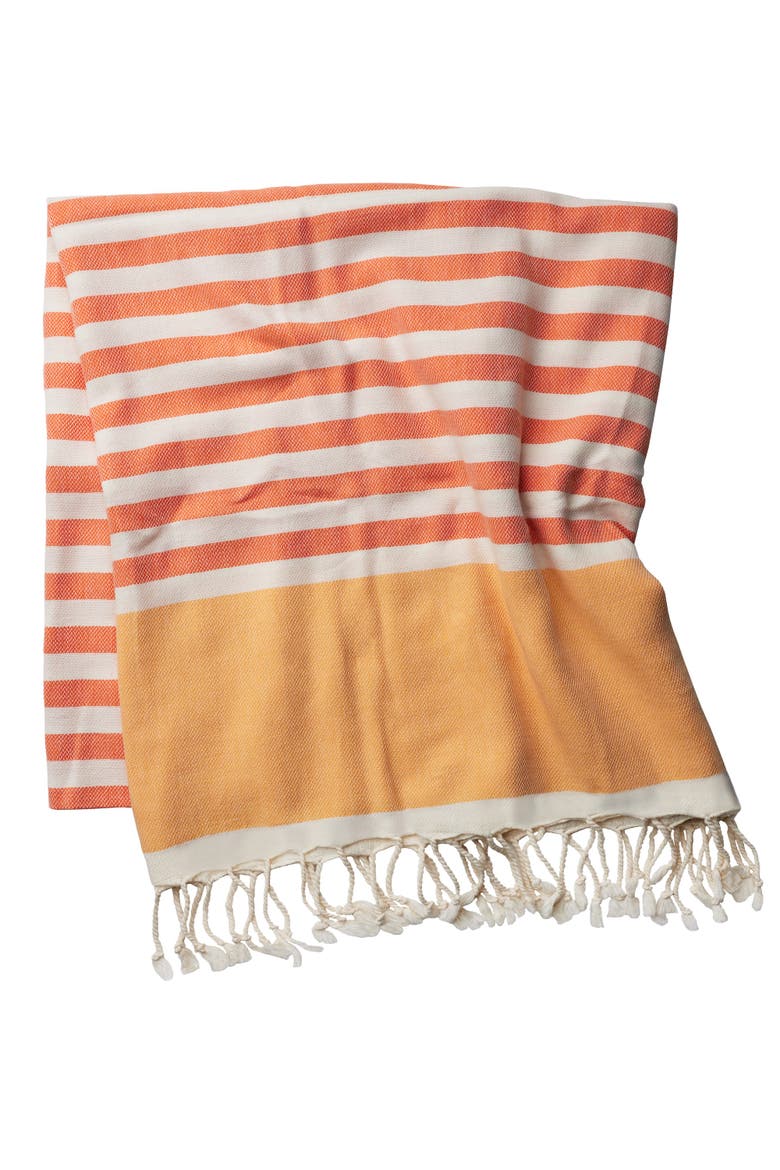 Artisan Crafted Cotton Turkish Towel Beach Bath, Main, color, Tangerine