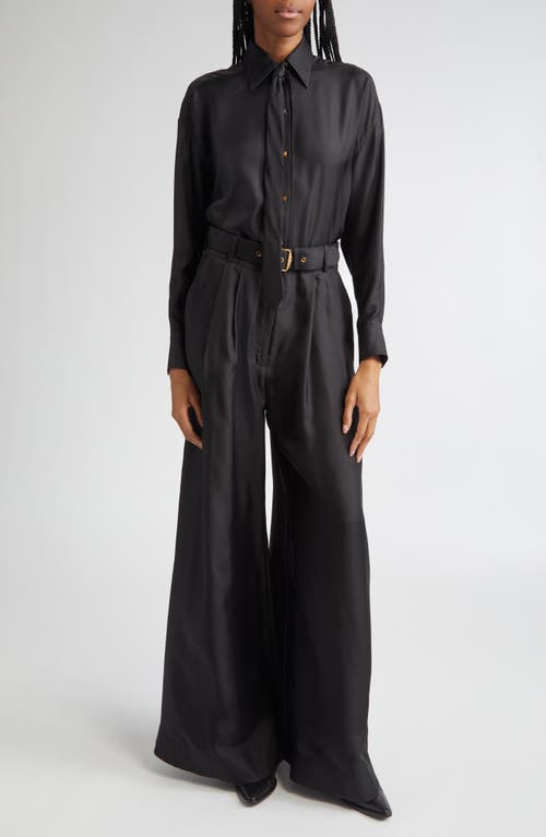 Zimmermann Relaxed Tie Silk Button-up Shirt In Black