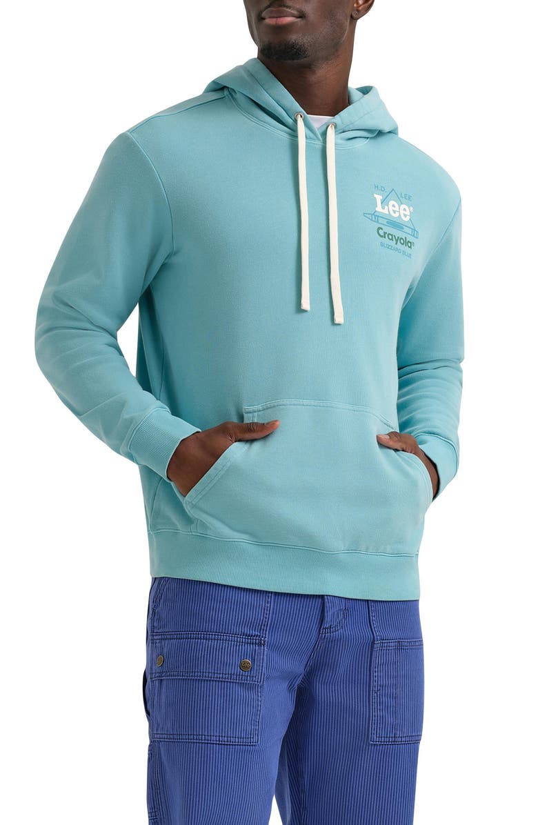 Lee x Crayola Logo Graphic Hoodie, Main, color, Blizzard Blue
