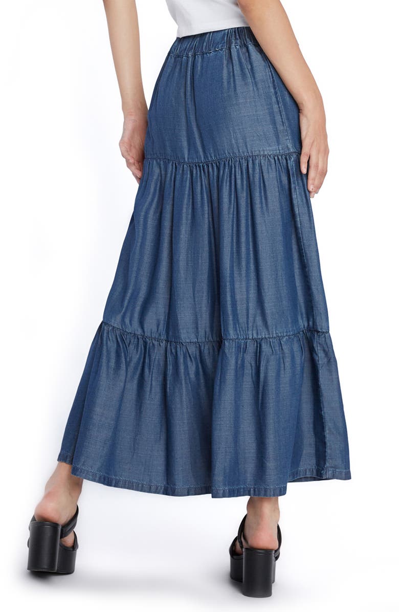 Wash Lab Denim Tiered Denim Maxi Skirt, Alternate, color, Trip Blue