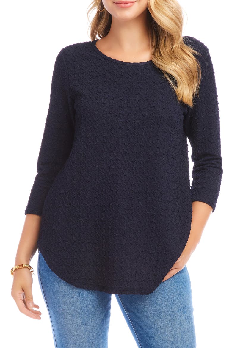 Textured Shirttail Top, Main, color, NAVY