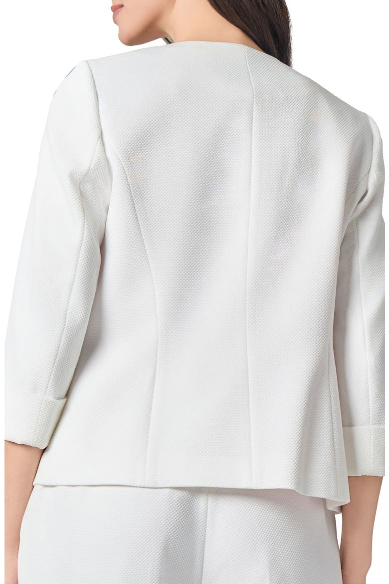 Rolled Cuff Sleeves Cardigan-Style Stretch Crepe Blazer, Alternate, color, LILY WHITE