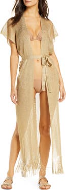 Luli Fama GOLDEN QUEEN FRINGE CAFTAN