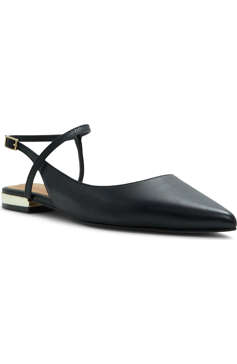 ALDO Sarine Ankle Strap Pointed Toe Flat, Main, color,