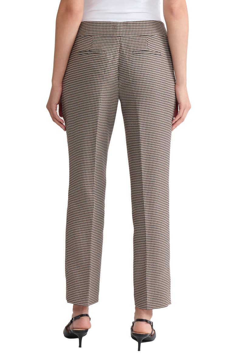 KASPER Houndstooth Flat Front Slim Pants, Alternate, color, Black Multi