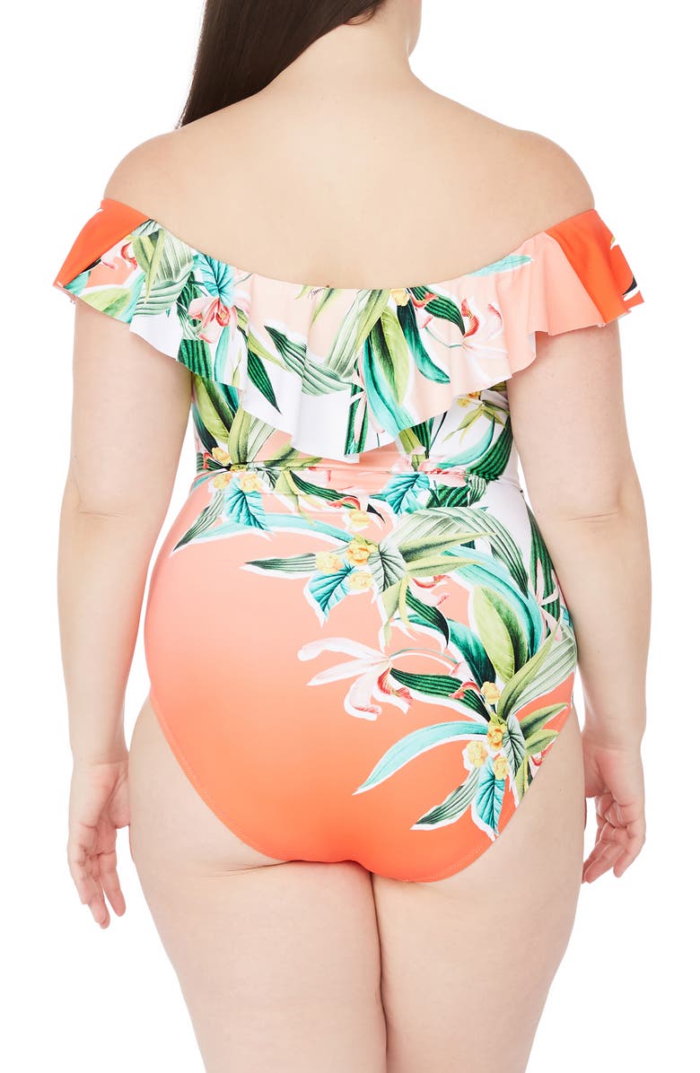 Trina Turk Costa de Prata Off the Shoulder One-Piece Swimsuit, Alternate, color,