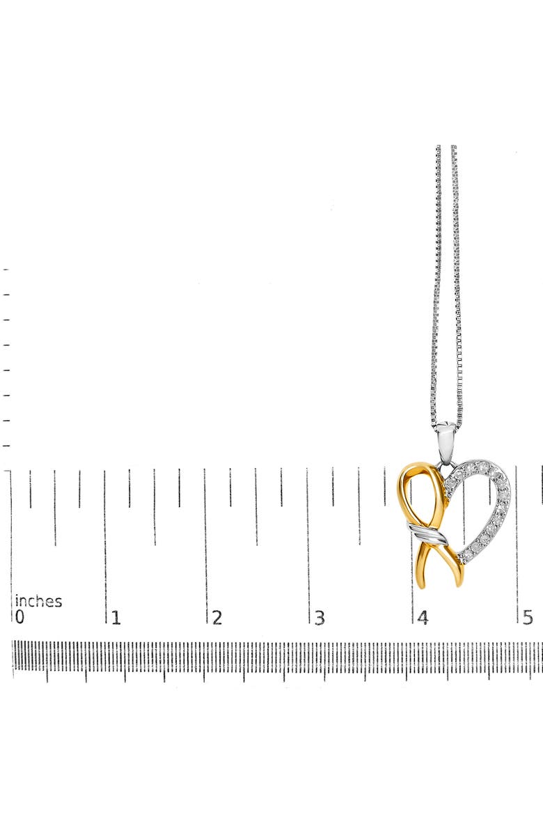 Haus of Brilliance 10K Yellow Gold Plated Silver 1/5 Cttw Diamond Ribbon Heart Pendant Necklace, Alternate, color, Yellow