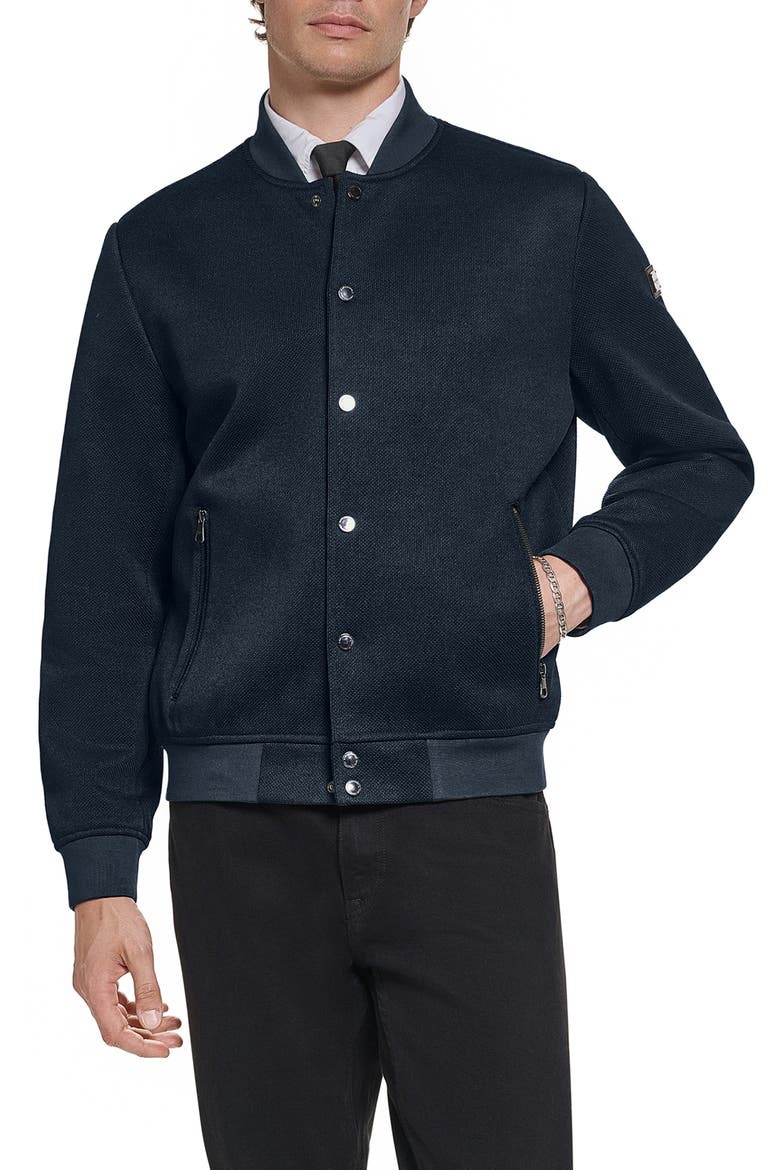 Textured Bomber Jacket, Main, color, NAVY