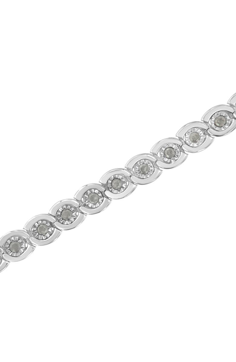 Haus of Brilliance Silver 1 cttw Miracle Set Diamond Spiraling Bezel Link Bracelet, Alternate, color, White
