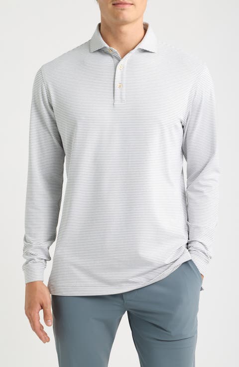 Lyons Stripe Summer Comfort Long Sleeve Performance Jersey Polo
