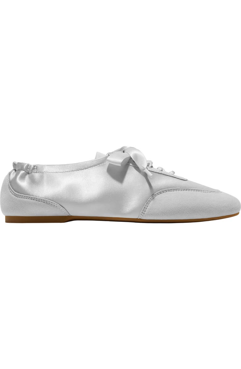VIVAIA Square-Toe Lace-Up Satin Sneakerina, Alternate, color, Grey Silver