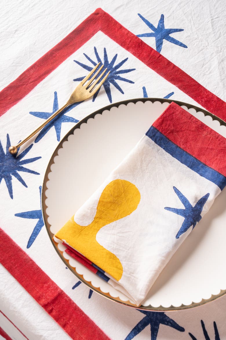Celestial Matisse Blockprint Napkins - Set of 4, Alternate, color, Natural